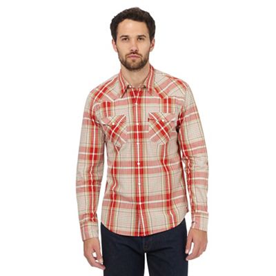 Red checked print western shirt